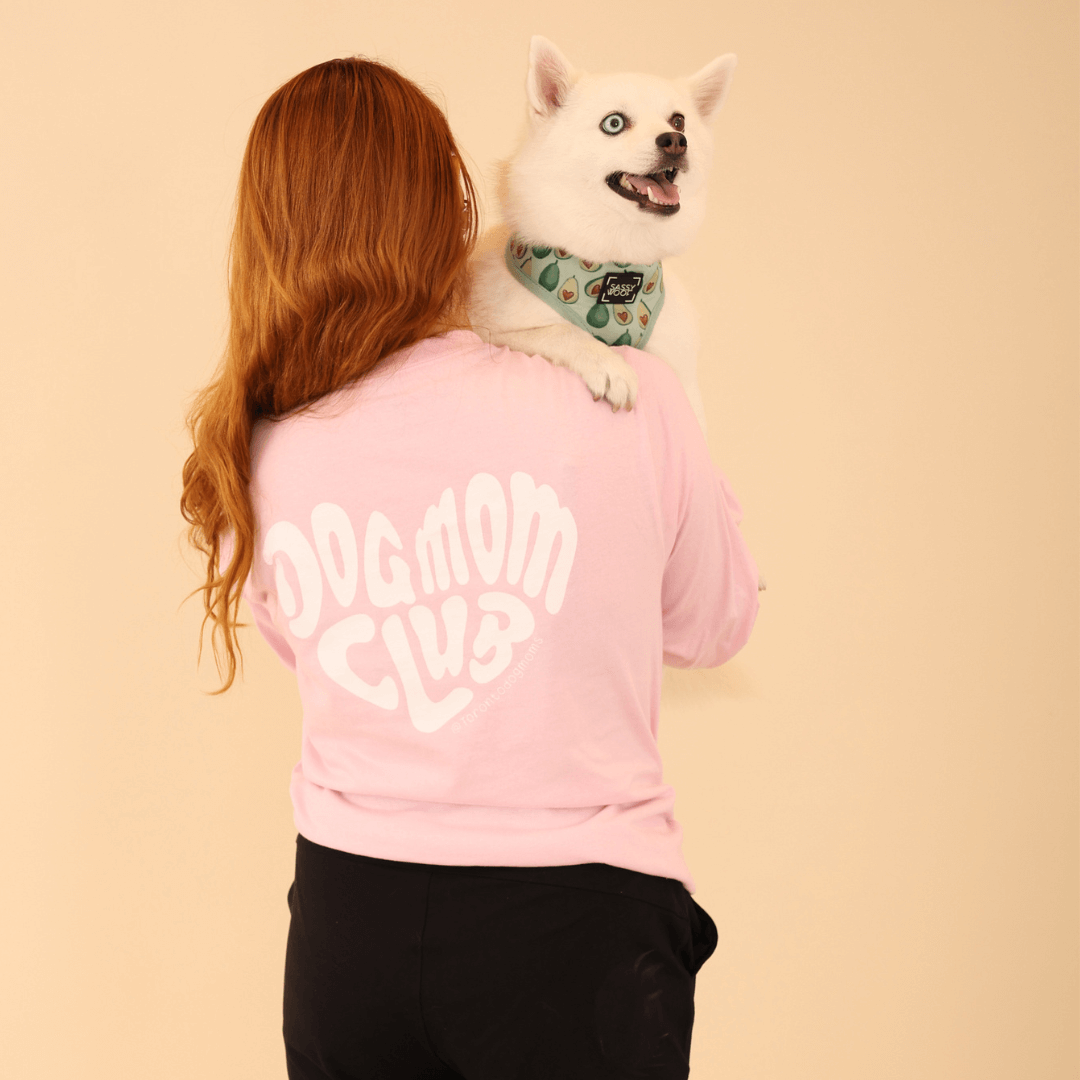 Long Sleeve Dog Mom Drip Heart Pink