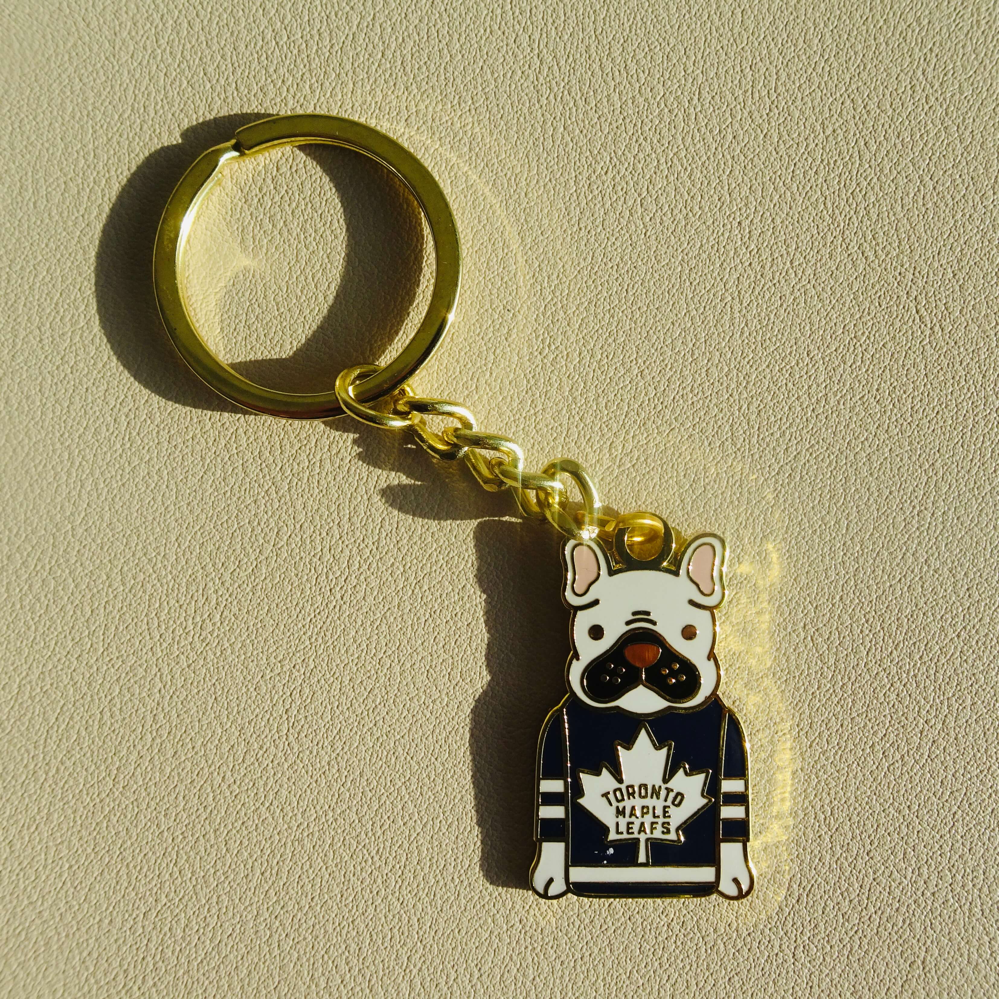 Toronto Maple Leafs White Frenchie Keychain