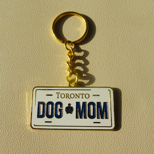 License Plate Dog Mom Key Chain - Gold