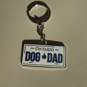 License Plate Dog Dad Key Chain - Silver