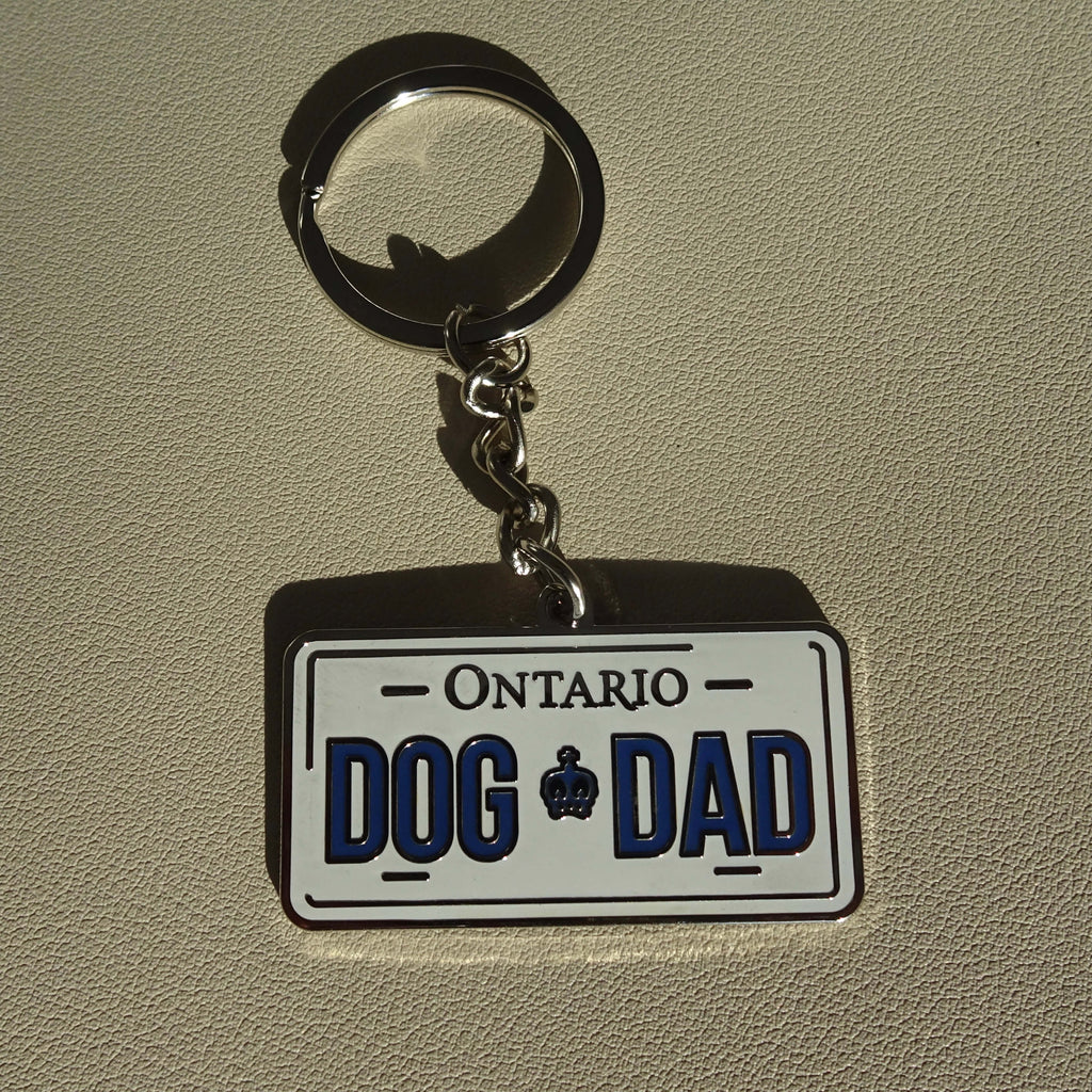 License Plate Dog Dad Key Chain - Silver
