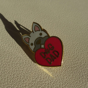 Dog Dad Heart Pin - Red