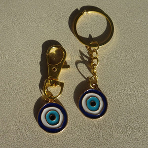 Charm & Key Chain Set - Evil Eye Blue