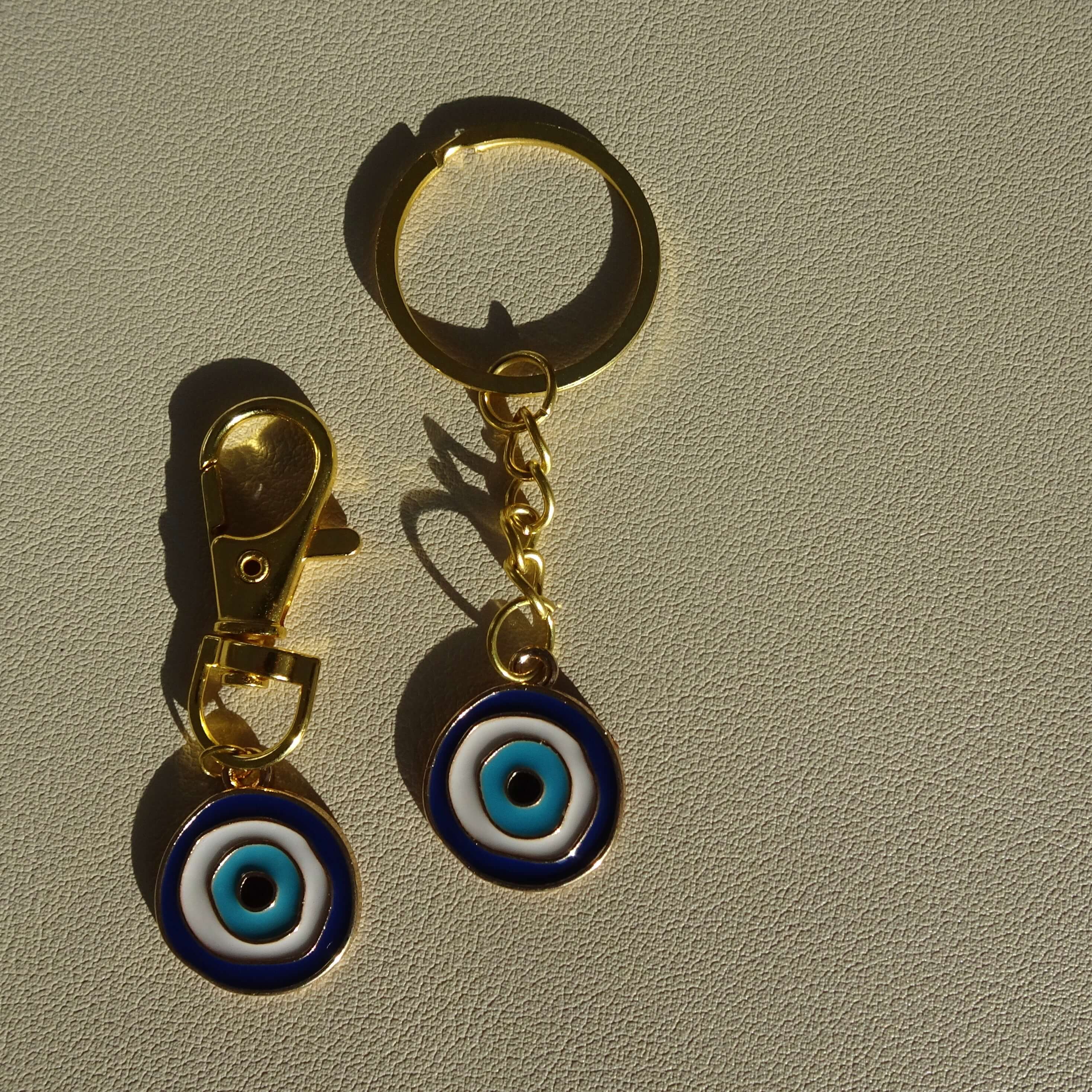 Charm & Key Chain Set - Evil Eye Blue