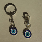 Charm & Key Chain Set - Evil Eye Blue (Silver)