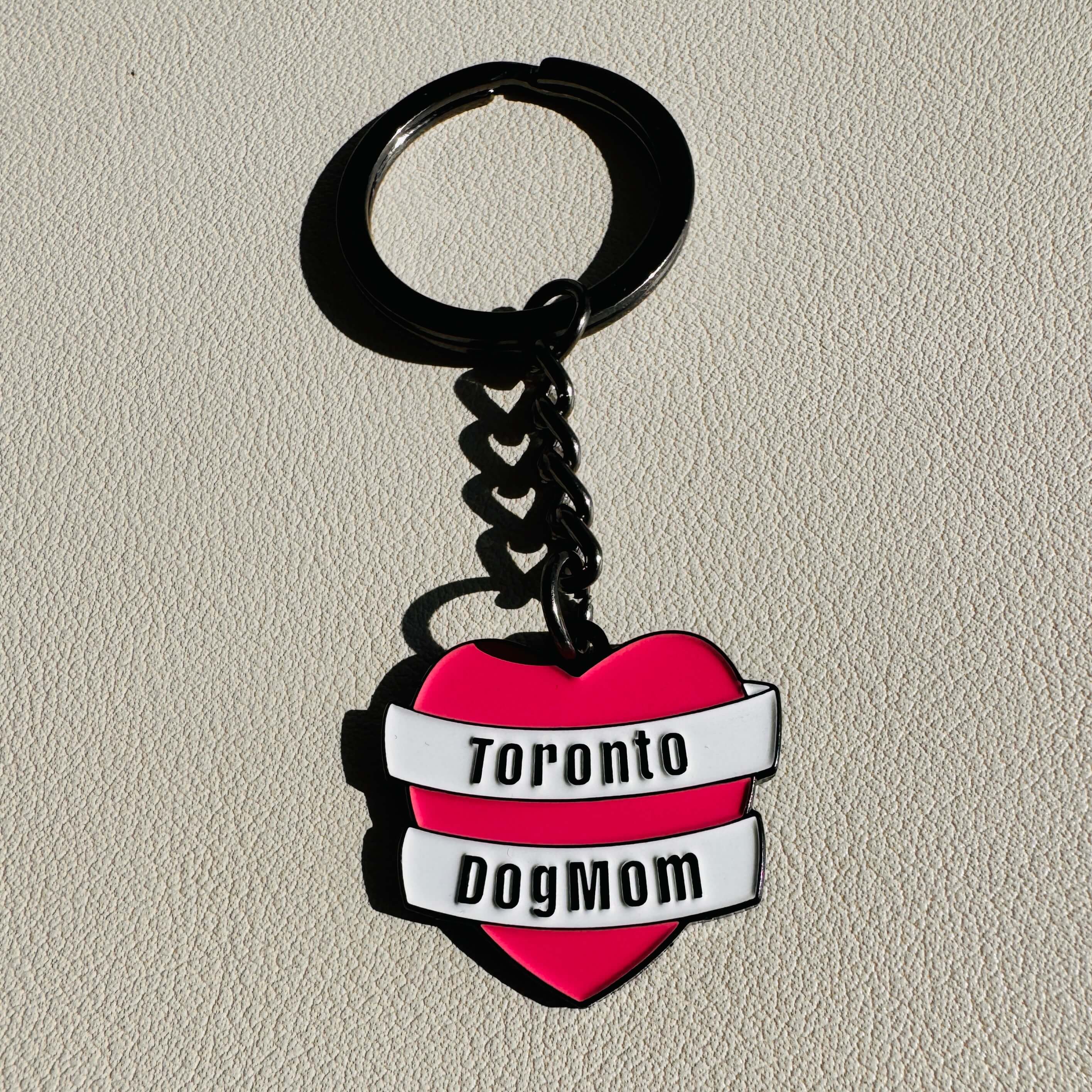 Toronto Dog Mom Banner Heart Keychain