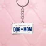 License Plate Dog Mom Key Chain - Silver